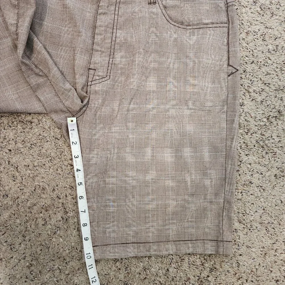 Prana Brown Plaid Lightweight Casual Chino Shorts Mens Outdoor Hiking 38 - Picture 11 of 12